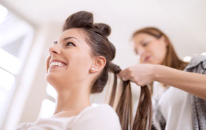 woman updo salon