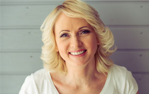 happy blonde woman nice hair
